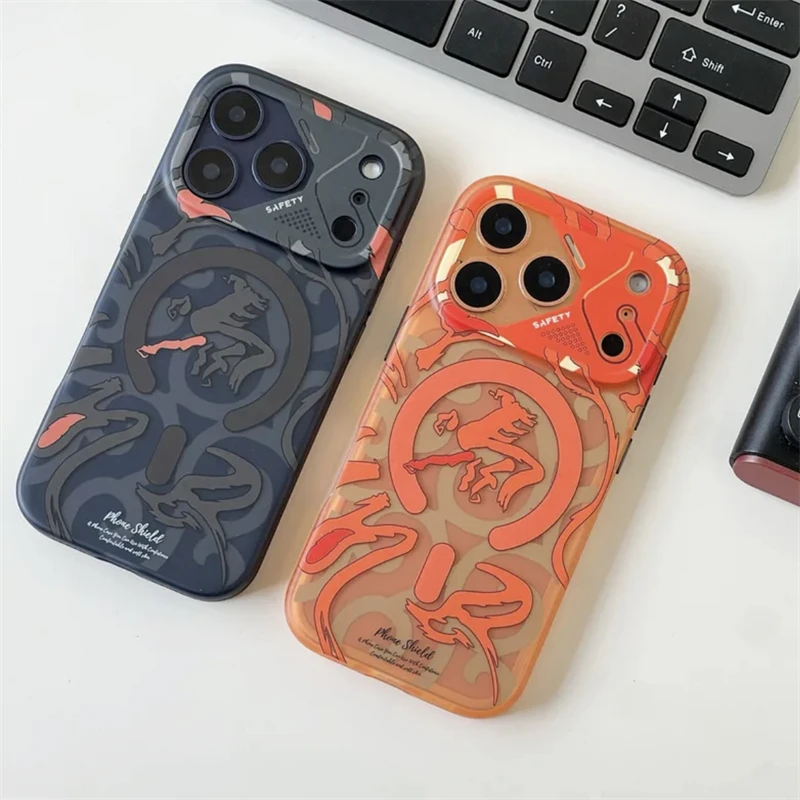 Modne etui na telefon z grafiką graffiti, matowe, do iPhone 17 Air 16 15 Pro Max, z obsługą Magsafe, magnetyczne, do bezprzewodowego ładowania, z ochroną obiektywu, twarde etui. — zdjęcie produktu 2