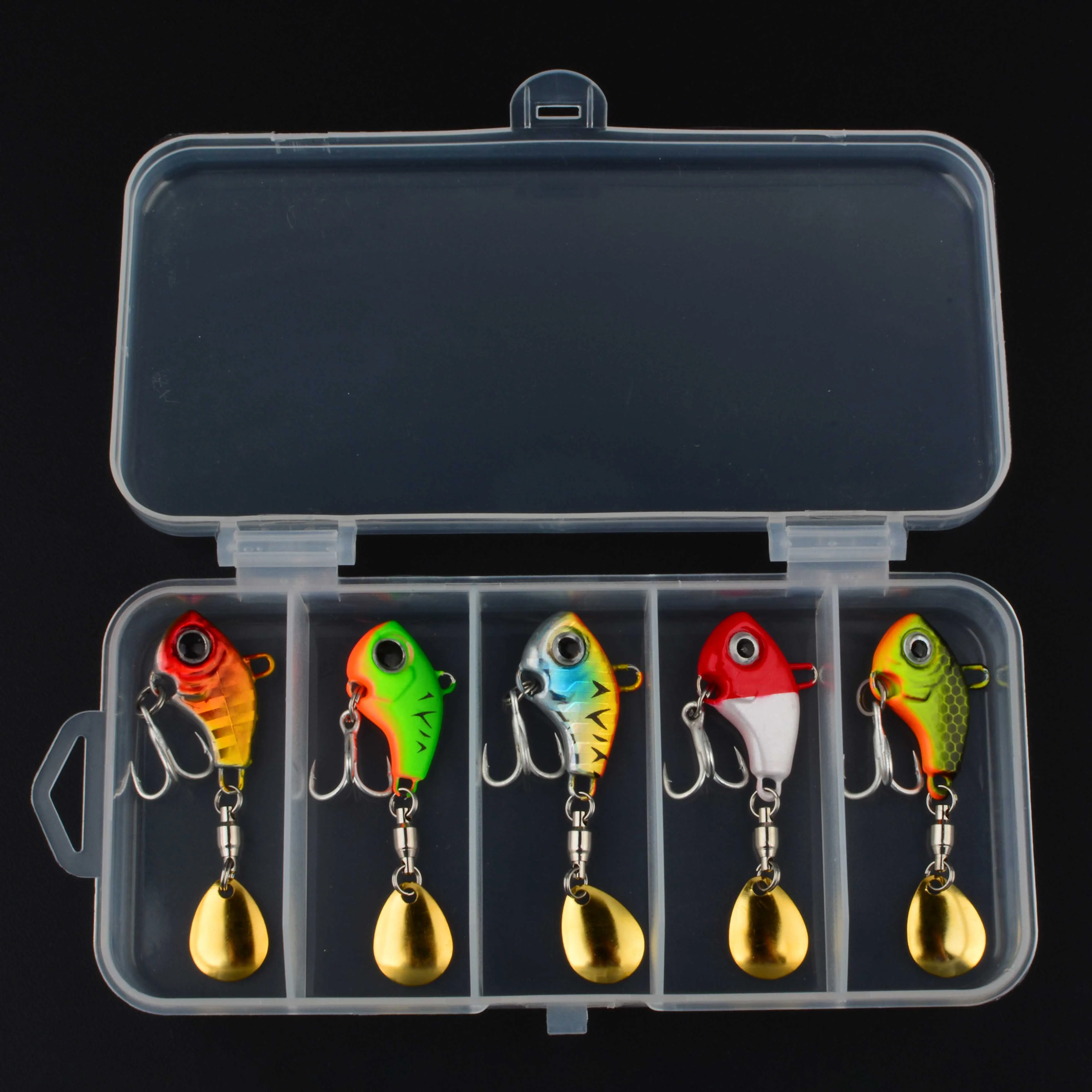 5pcs Vibrating Spinner Spoon Fishing Lures Colorful Metal Vib Jigs with Hooks, Durable Hard Baits for Trout & Winter Fishing view 2