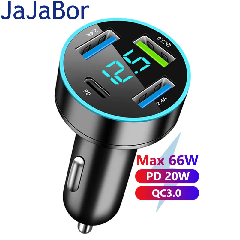 

JaJaBor автомобильное зарядное устройство 66 Вт Тип C USB C PD 20 Вт QC3.0 Быстрая зарядка быстрая зарядка автомобильное зарядное устройство адаптер