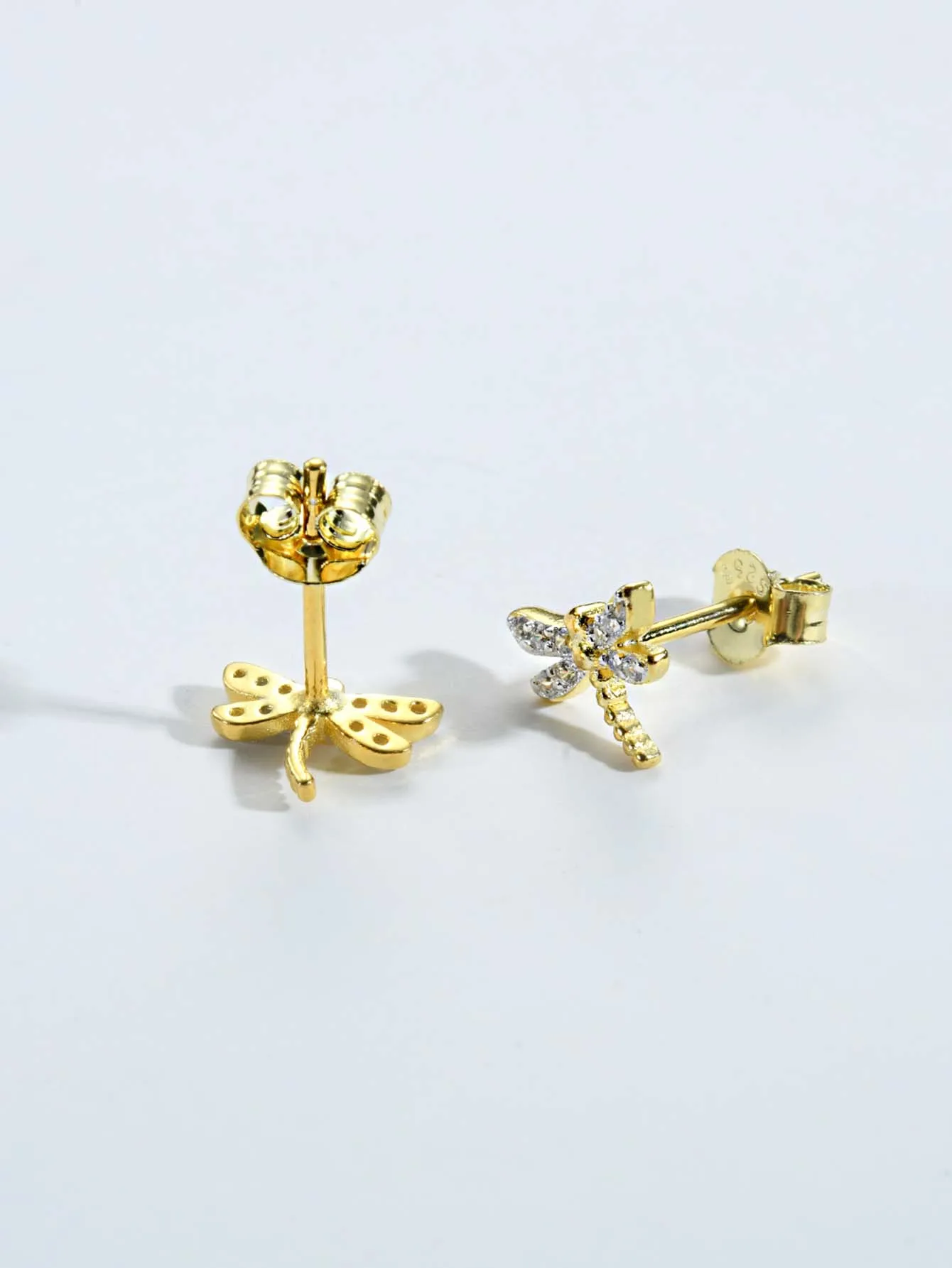 DPLAOPA Women 925 New Sterling Silver Split Plating Butterfly Gold Animal Dragonfly Piercing Women Stud Earring
