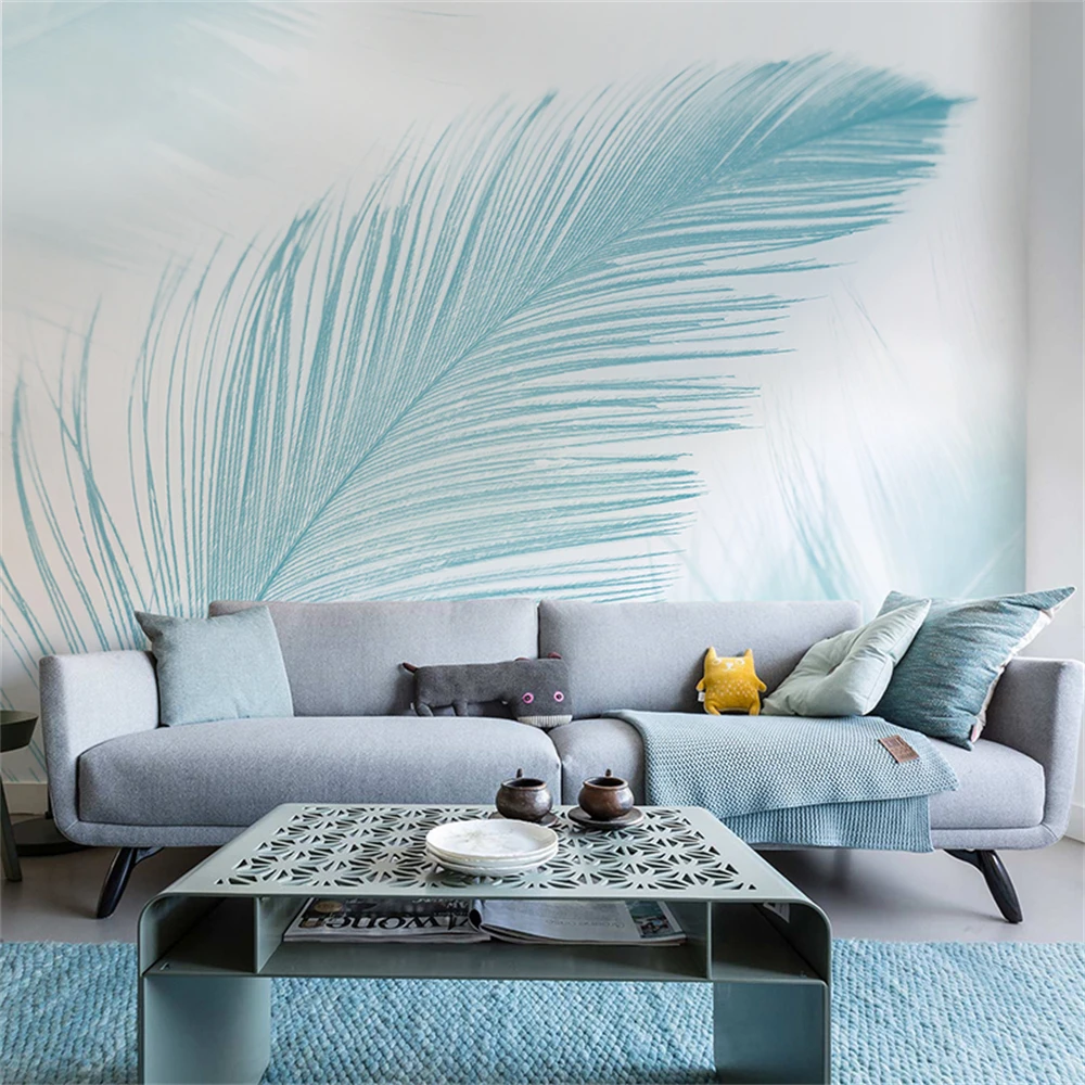 

custom Nordic feather wallpaper living room TV background 3D mural art wallpapers bedroom decoration wallcoverings papier peint