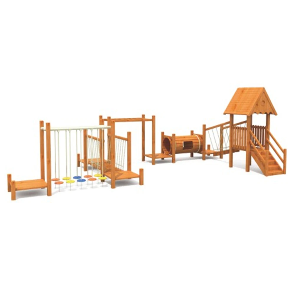 Manufacturers Make High-quality Wooden Playgrounds for Children's Outdoor Rock Climbing Slide Games