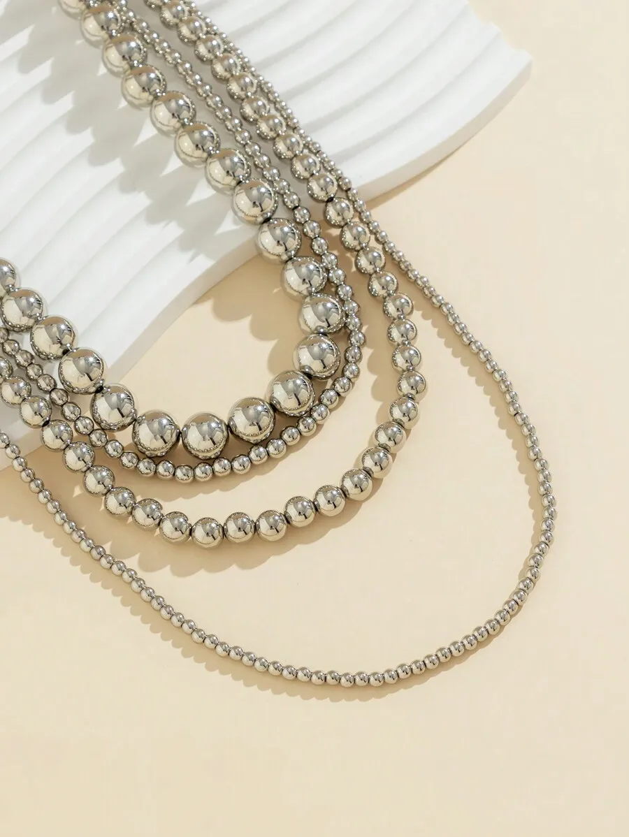

Multi-Layer Asymmetrical Beaded Necklace For Women Vintage Punk Style Party Jewelry