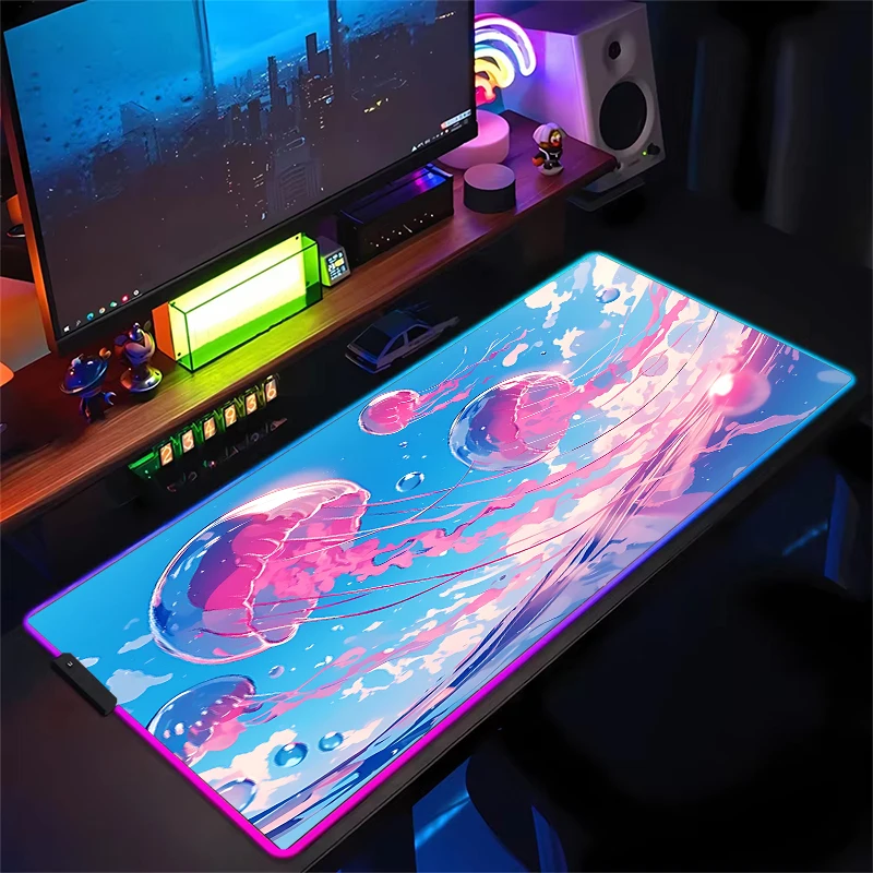 RGB mouse pad Sea Life Player Gaming keyboard pad Anime office accessories High quality plus long table mat multiple models led