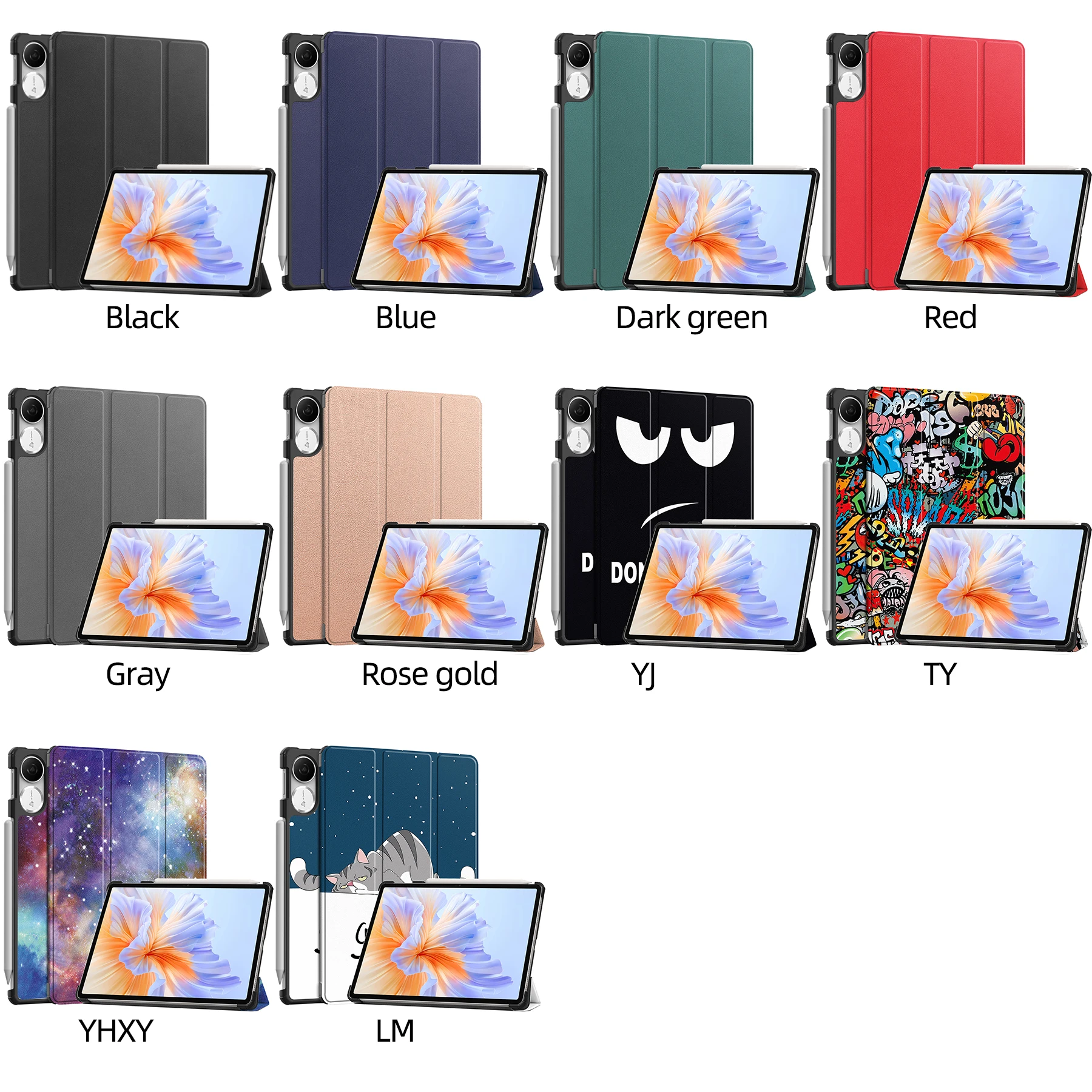 Funda inteligente de cuero PU de lujo Universal para Huawei Honor Pad V9 2024 11,5 pulgadas modelo ROL-W00 cubierta de tableta pintada con soporte triple