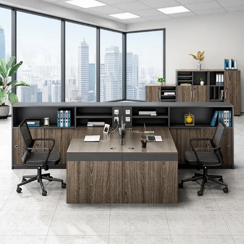 

Finance office desk and chair combination company seat 6 double simple desk