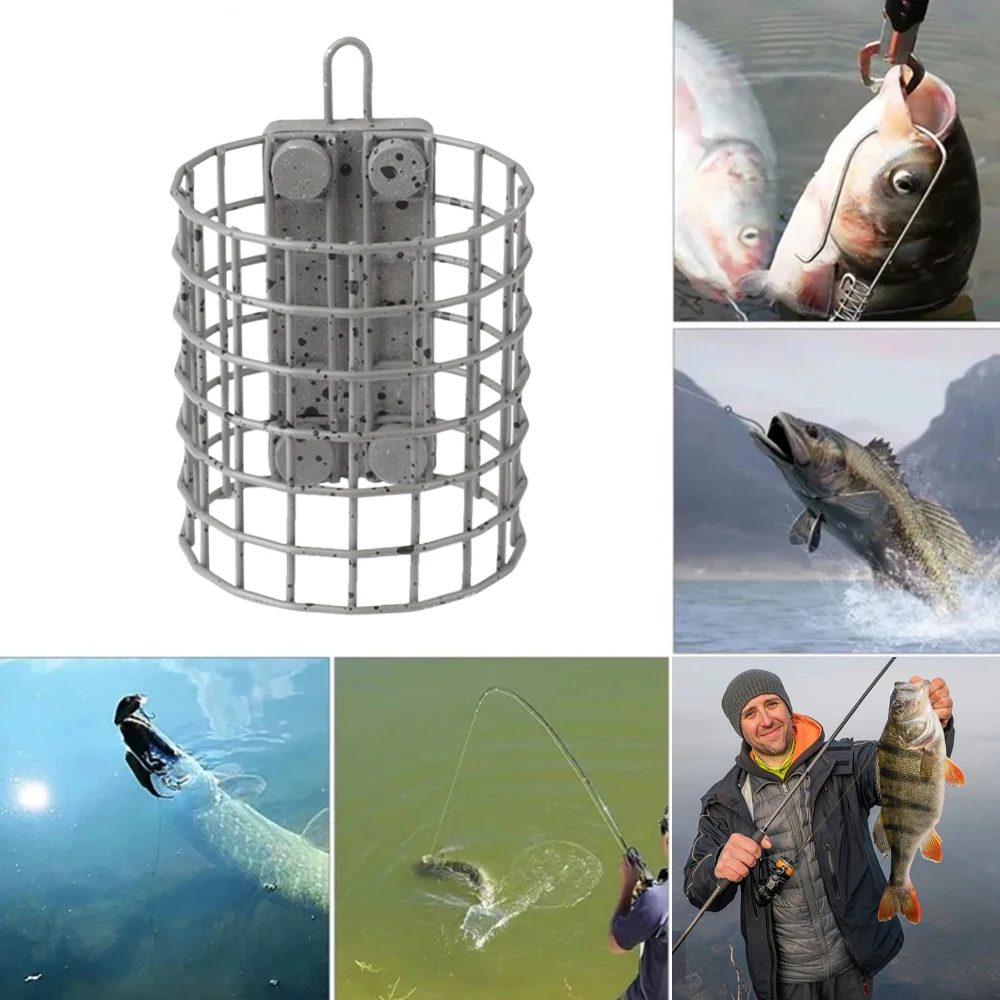 NGB Fishing Tackle Feeder Cage Stainless Steel Lure Fishing Feeders Round Square Feeder Basket Cage Fishings Lure Cage view 6
