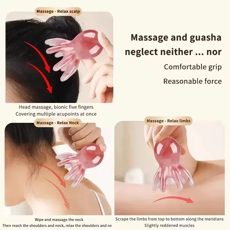 Octopus Comb Head Meridian Scraping Scalp Massage Brush Acupuncture SPA Gua Sha Tool Relieves Neck Back Muscle Fatigue Suitable