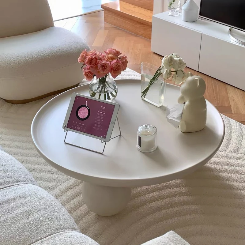 Nordic Modern round Coffee Table Compact Living Room Nesting Table Creative Small Side Table with Storage Shelf