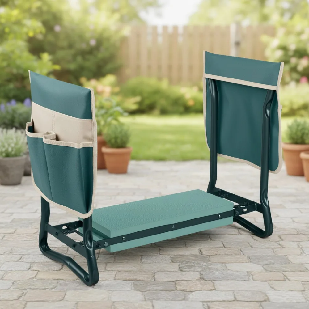 مقعد ومقعد للحديقة قابل للطي 2 في 1 مع جيوب للأدوات - مقعد مريح للبستنة للنساء وكبار السن والهدايا #1