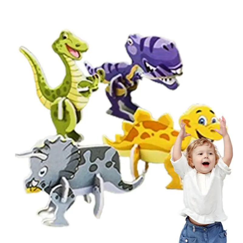 

10 Pcs Montessori Puzzles Hand Grab Boards Toys Jigsaw Baby Educational Toys Cartoon Animals 3D Puzzles