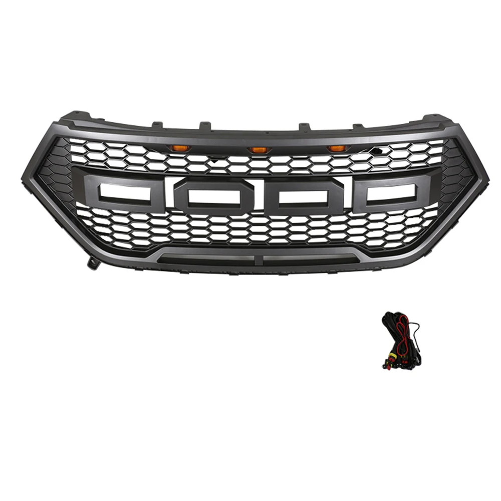 Modified Racing Grill With LED Light For Ford Edge 2015 2016 2017 Front Bumper Grid Mesh Cover Grille Bumper Honeycomb Grill