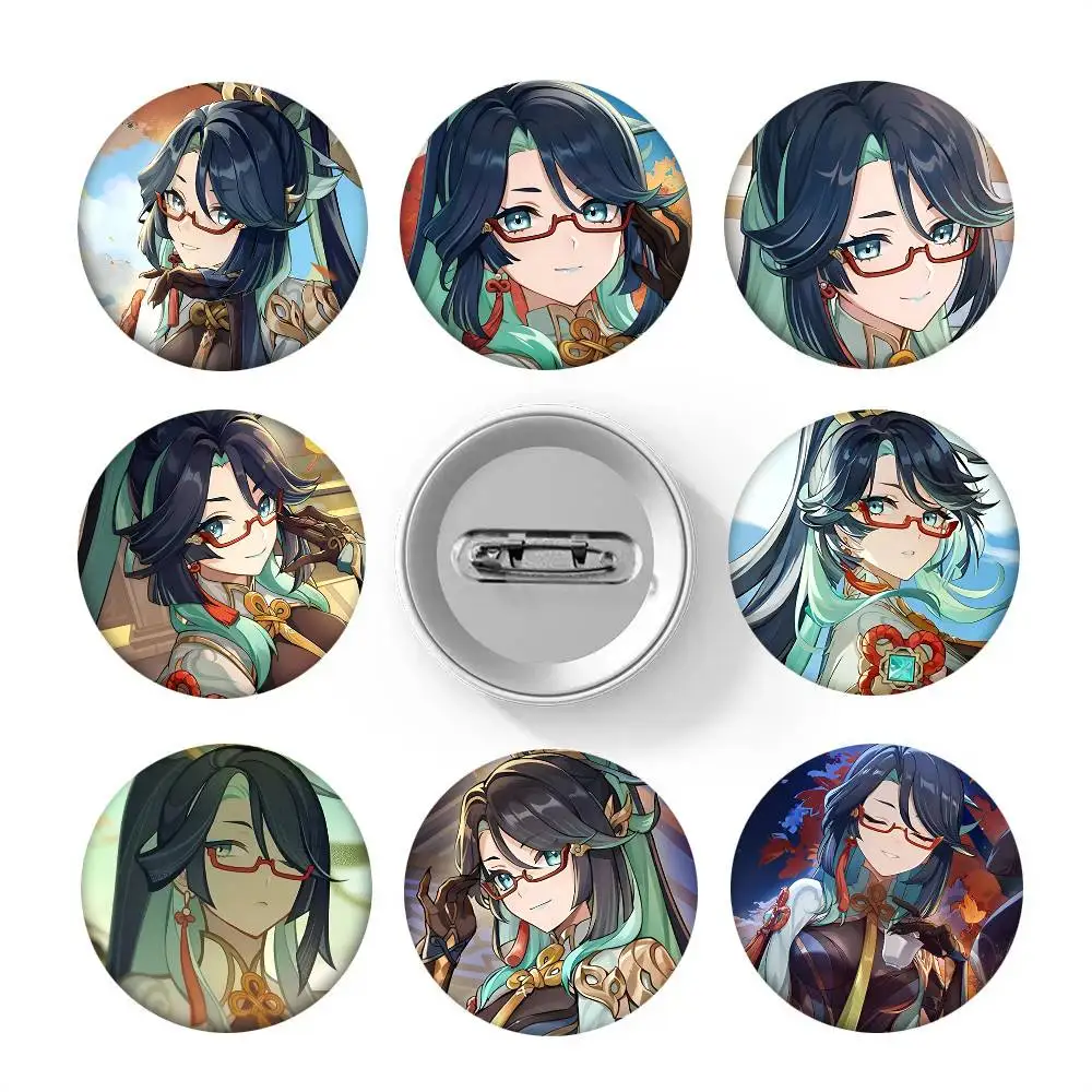 1 Stück Genshin Impact Xianyun Game Cartoon-Stil Abzeichen Broschen für Rucksackdekoration Runde Emaille-Pins für Accessoires