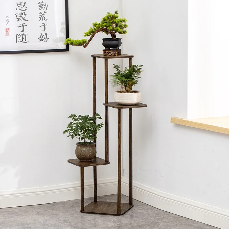 Chinese Walnut Color Flower Storage Shelves4-5 Layer Living Room Plant Pot RackBalcony Nordic Simple Design New Arrivals