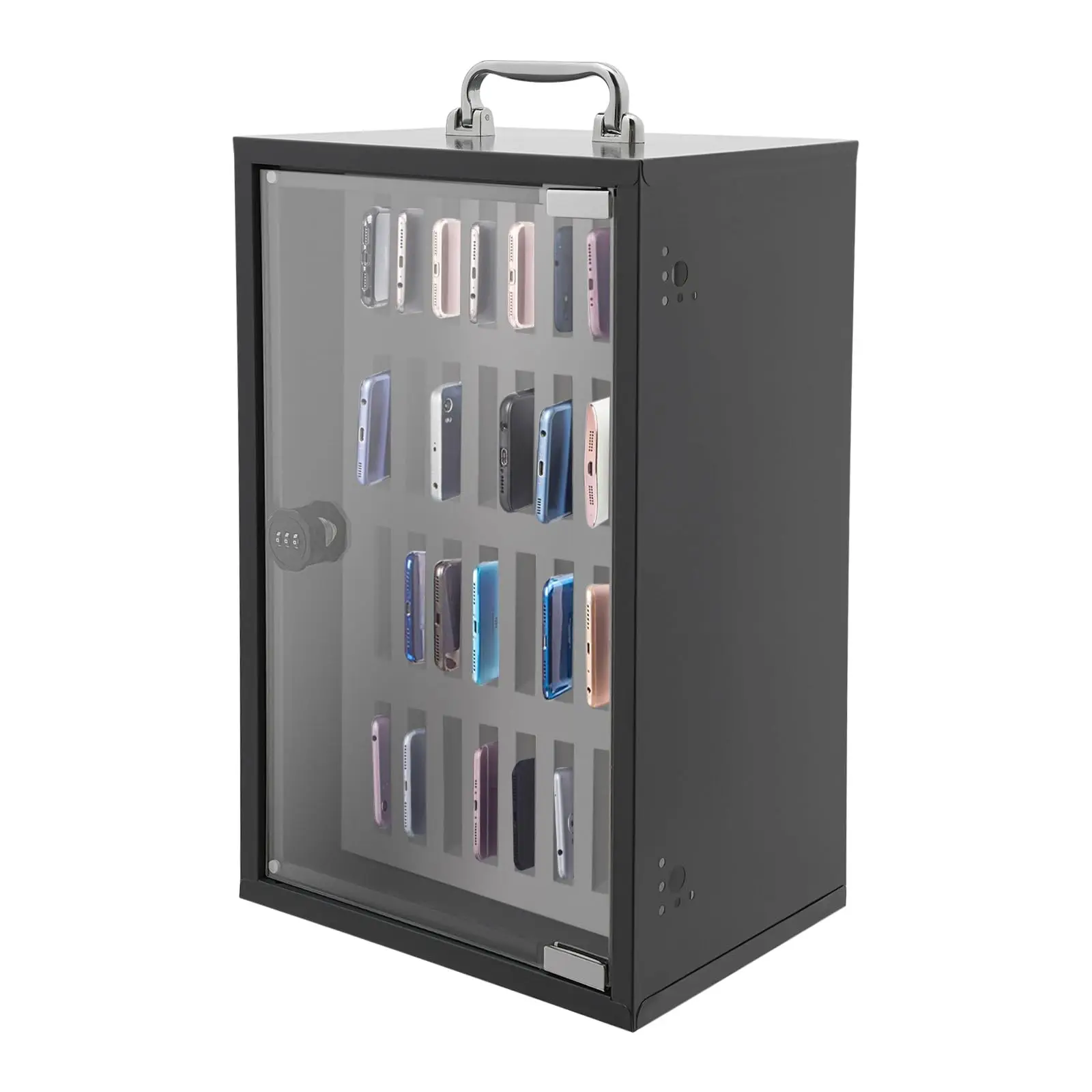 Шкаф для хранения сотовых телефонов Прозрачный шкафчик для сотового телефона для карманного держателя мобильного телефона, настенный и отдельно стоящий с замком, банка