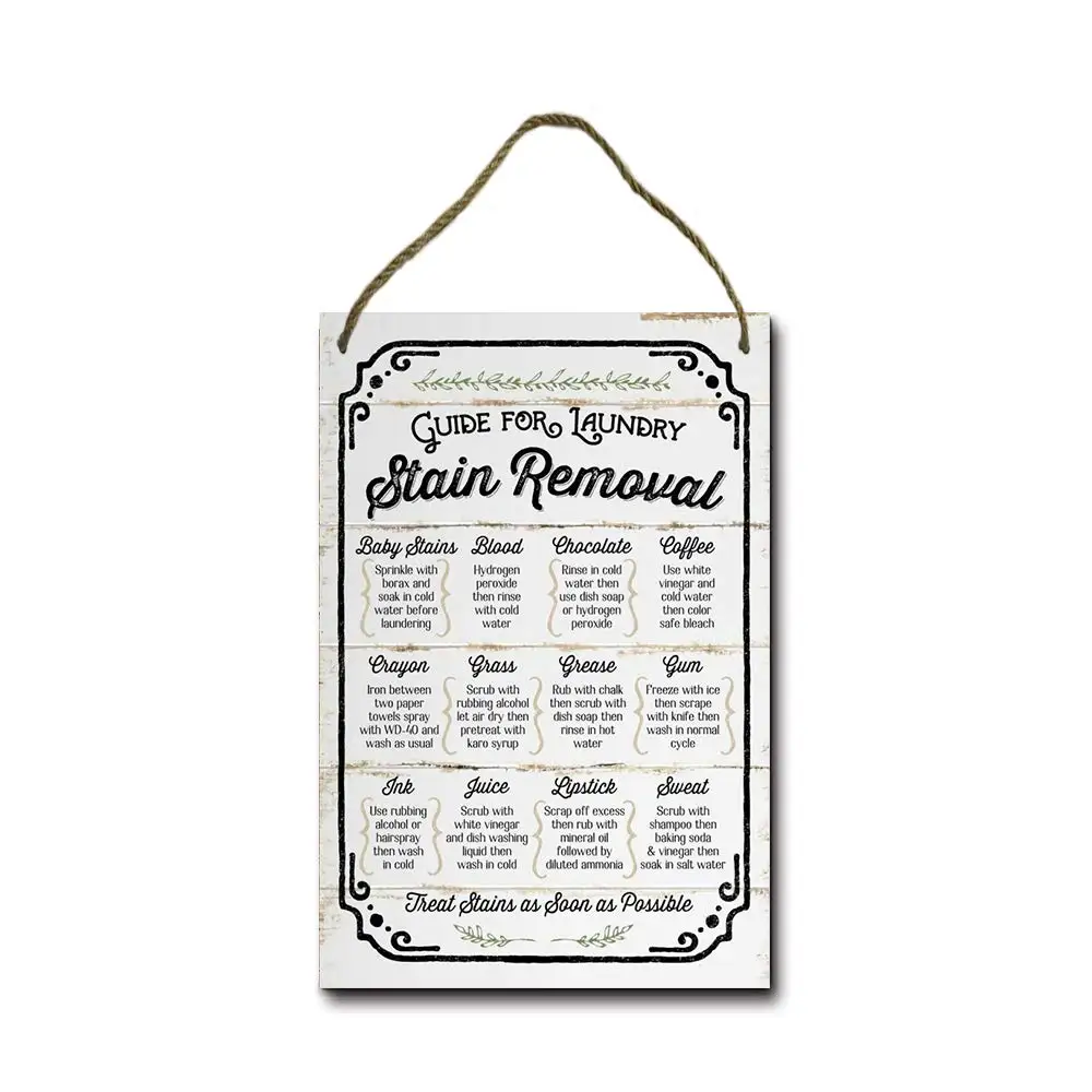 Guide for Laundry Stain Removal Rustic Tin Sign Farmhouse Wall Sign 8x12 Inches