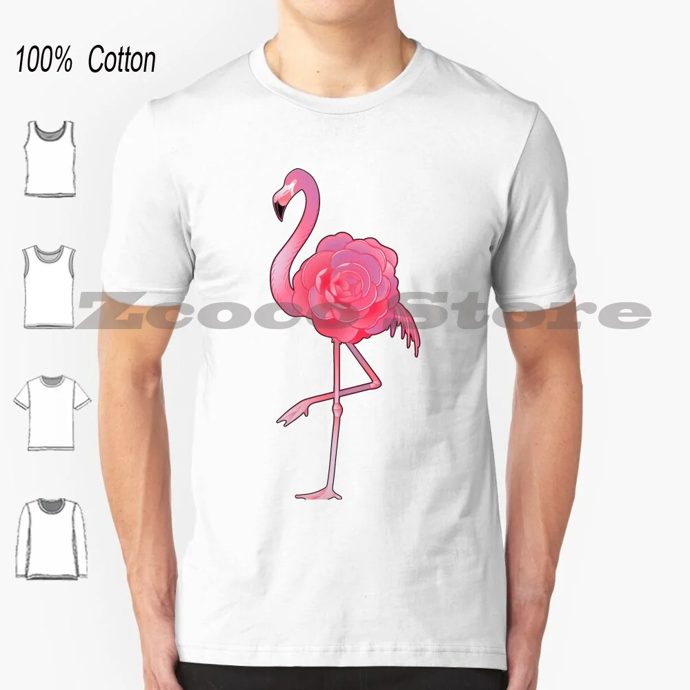 Cute Flamingo T Shirt 100% Cotton Comfortable High-Quality Animal Creature Outline Isolated Style Tattoo Neo Traditional