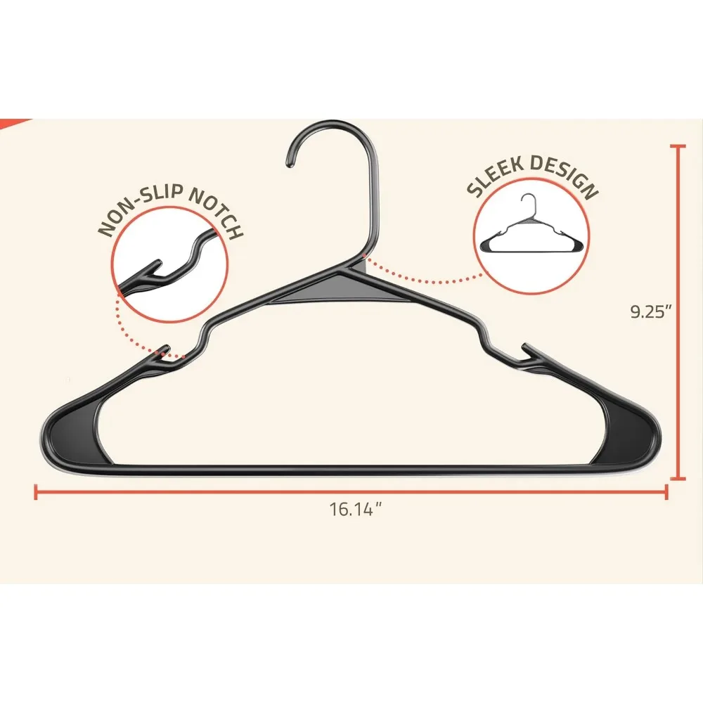 

Gray Plastic Hangers 100 Pack - Durable Plastic Hangers, Slim and Space Saving Hangers