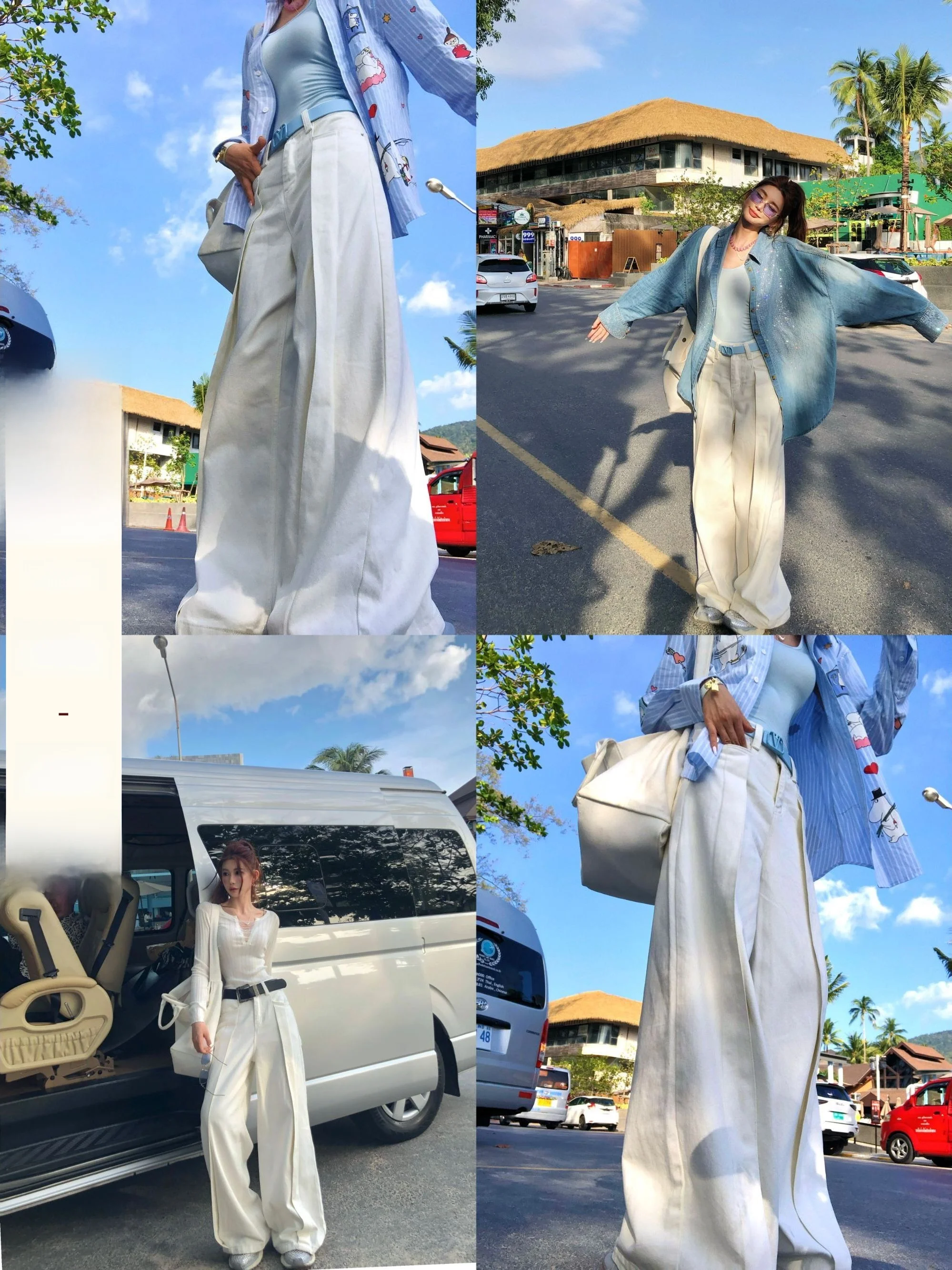 

Широкие брюки с высокой талией и драпировкой, женские осенние белые джинсовые длинные джинсы с 3D прошивкой, свободные брюки прямого кроя