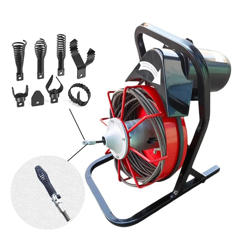 B84B-Sewer Drain Cleaning 8Pcs Set: Electric Drill Snake Attachment With Auger & Cutter, Quick Coupling Technology