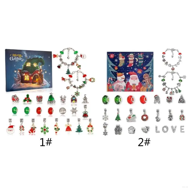 KX4B Christmas Advent Calendar Bracelets 2022 Girls Diy Bijoux Noël Bijoux Noël Calendrier Calendrier Calendrier Blindbox
