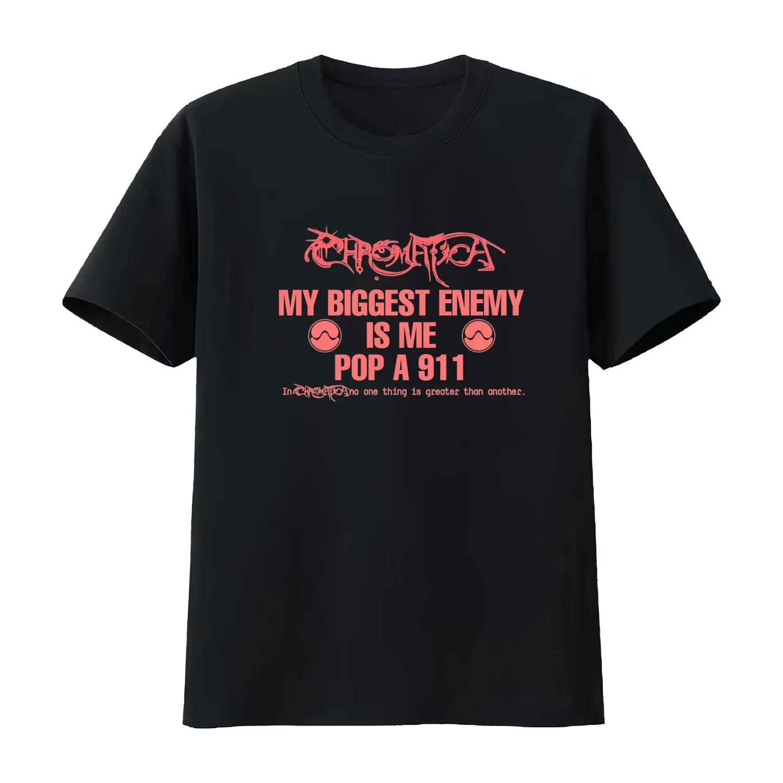 My biggest enemy is me Chromatica T-Shirt Summer Casual Cotton Tee Oversized Streetwear Tops Vintage Graphic Print