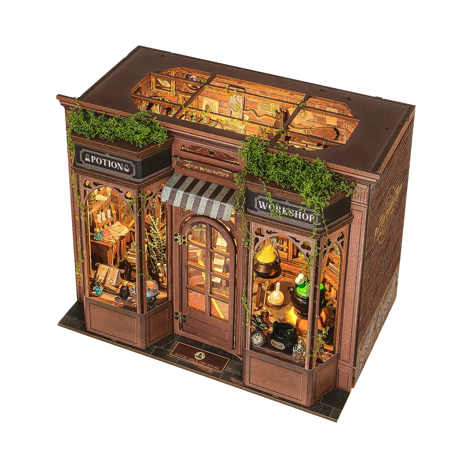 DIY 3D Wooden Magic Potion Workshop Cottage Jigsaw Puzzles Miniature Model Kits with Lights for Friends Girls Birthday Gifts