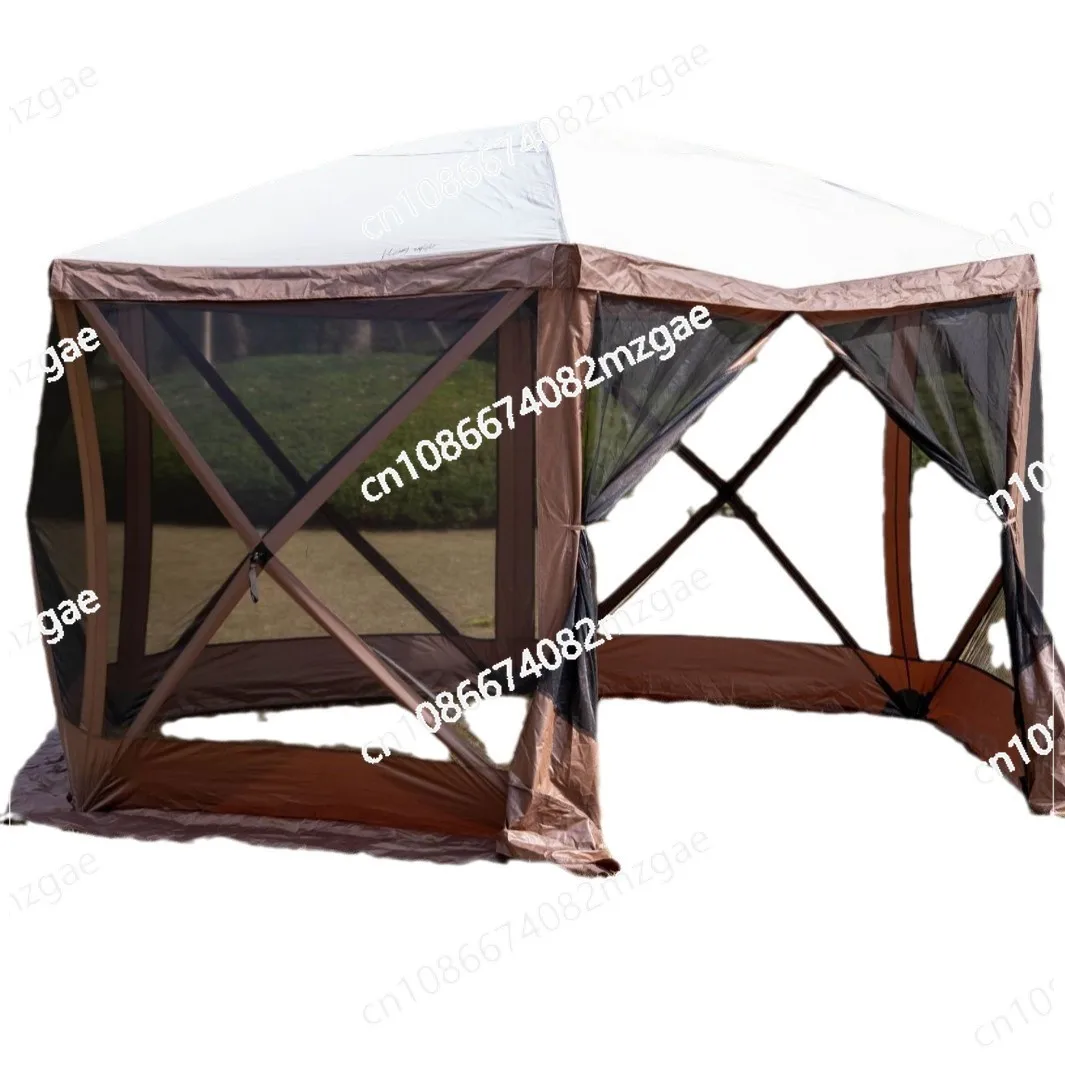 

Outdoor camping hexagonal mesh tent, complete set of quick opening mosquito proof, rainproof, windproof portable camping