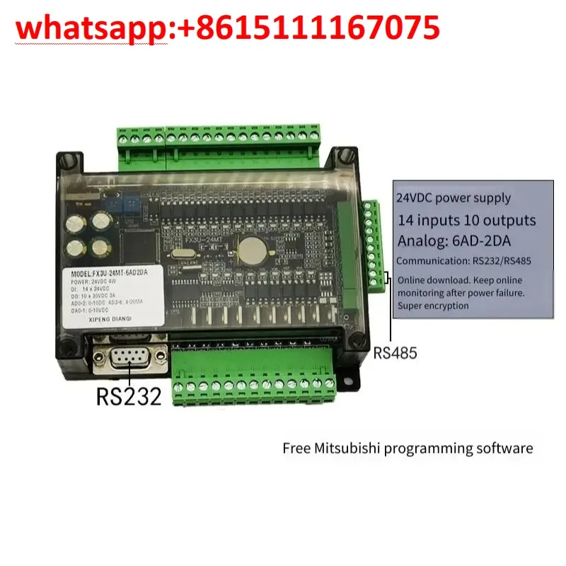 FX3U24MT PLC Control Board Support Works2 Software Industrial Controller