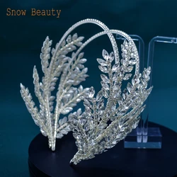 DZ019 Silver Wedding Headbands Handmade Crystal Bride Tiaras Rhinestone Party Hair Jewelry Accessories Handmade Women Head Hoop