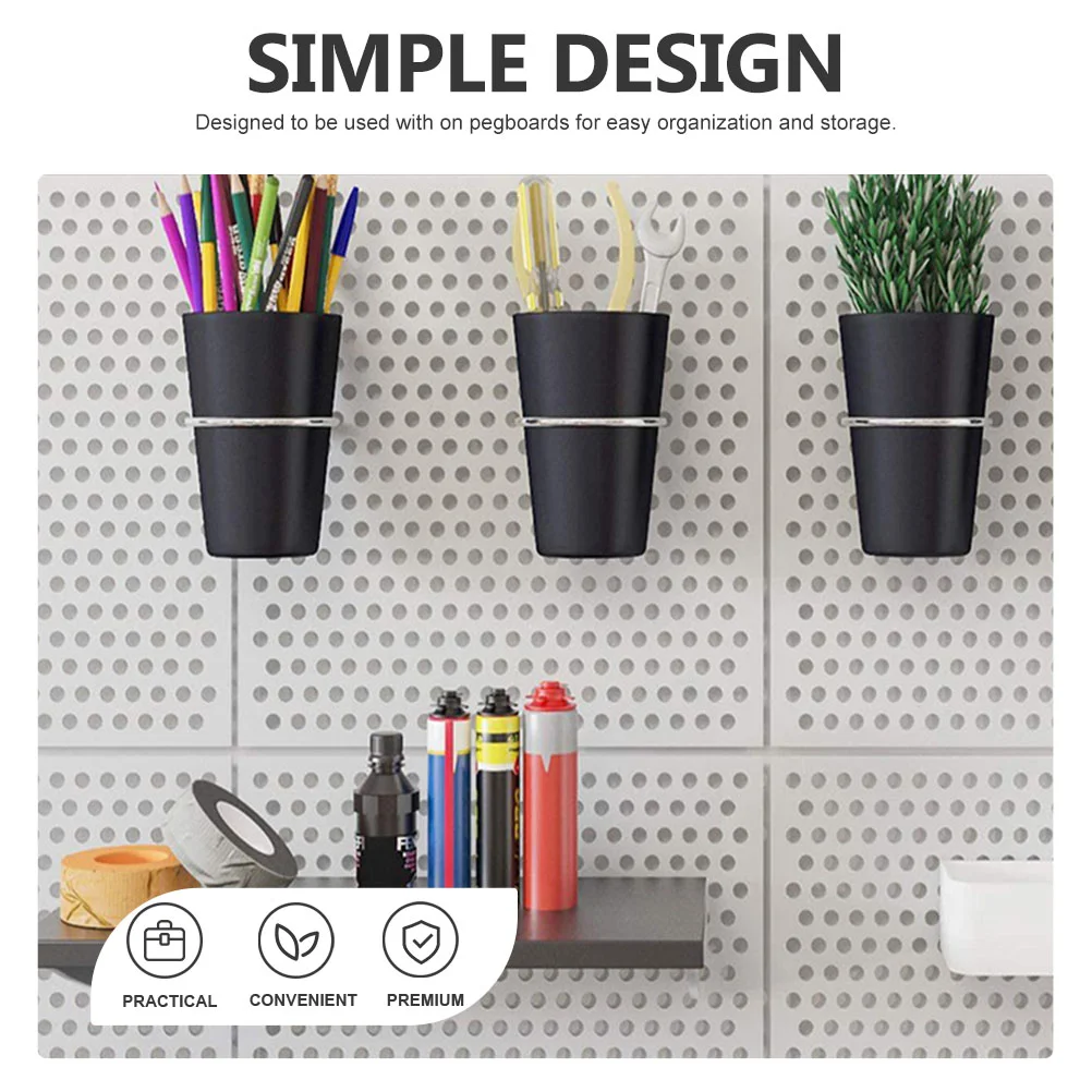 6 Sets Pegboard Cup Holder Baskets Accessories for Craft Room Hook Storage Parts Iron Small Organizer Kit