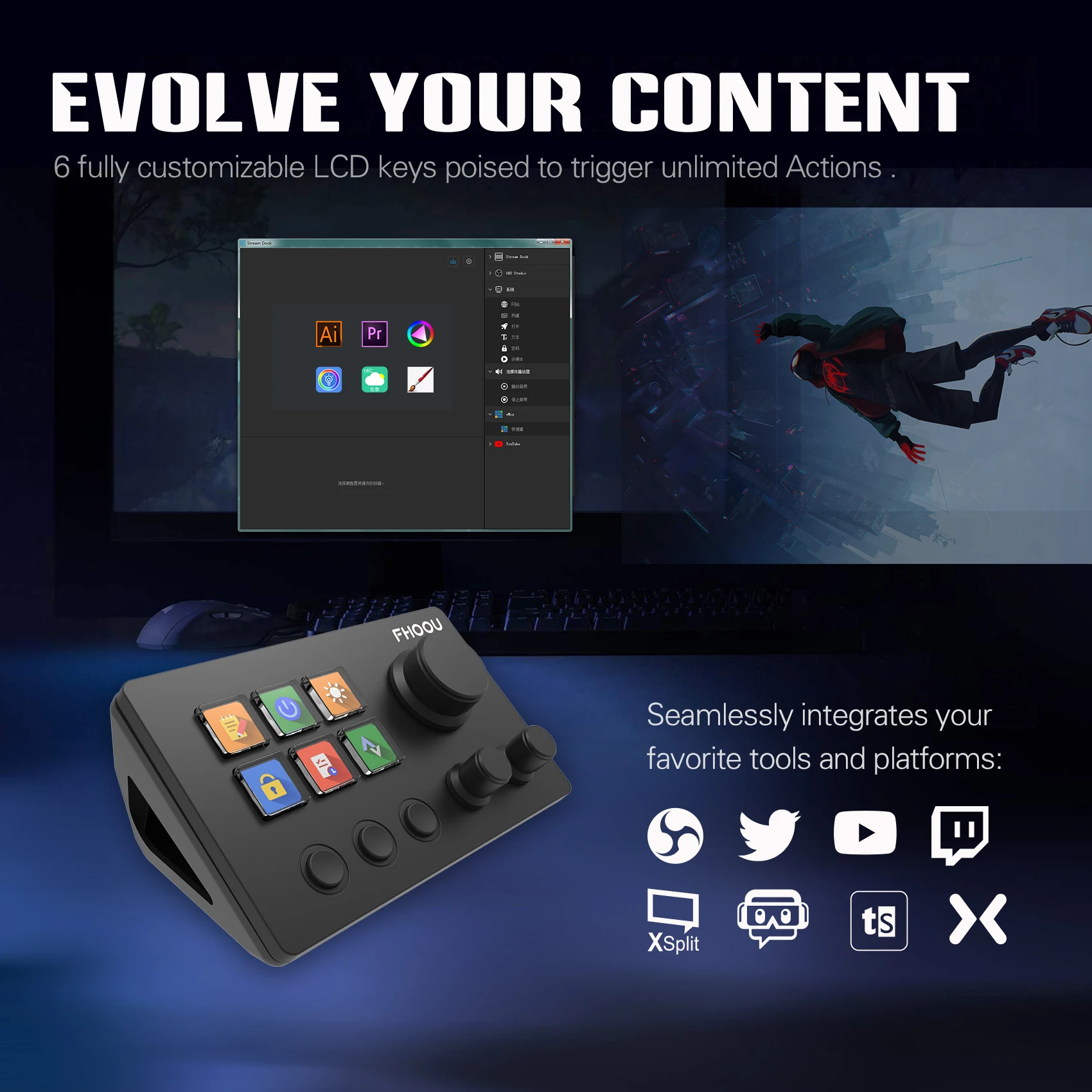 Imagem -06 - Mirabox n3 Streamdeck Versão Global Stream Deck Lcd Controlador de Criação de Conteúdo ao Vivo Botão Personalizado Teclado Visual para Win Mac