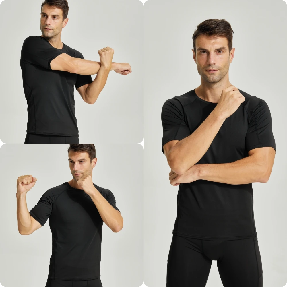 Short Sleeve Compression Shirt Men Quick Dry Workout Shirts Gym Base Layer Tights Running Basketball Athletic Undershirts