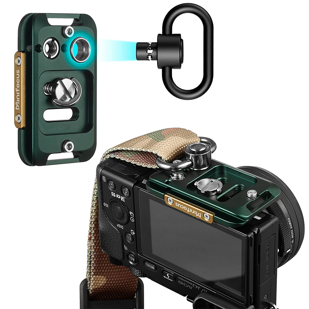 Minifocus Arca Swiss Quick Release Plate Camera QR Plate with QD Sling Swivel Arri Locating Hole Mount Adapter for Tripod Head