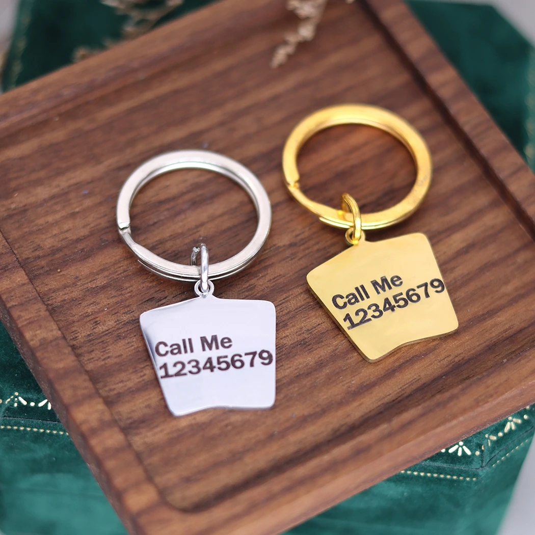 

QIAMNI Punk King and Queen Playing Card Keychains Stainless Steel Custom ID Phone Tag Key Chain Jewelry Hip Hop Pendant Keyring