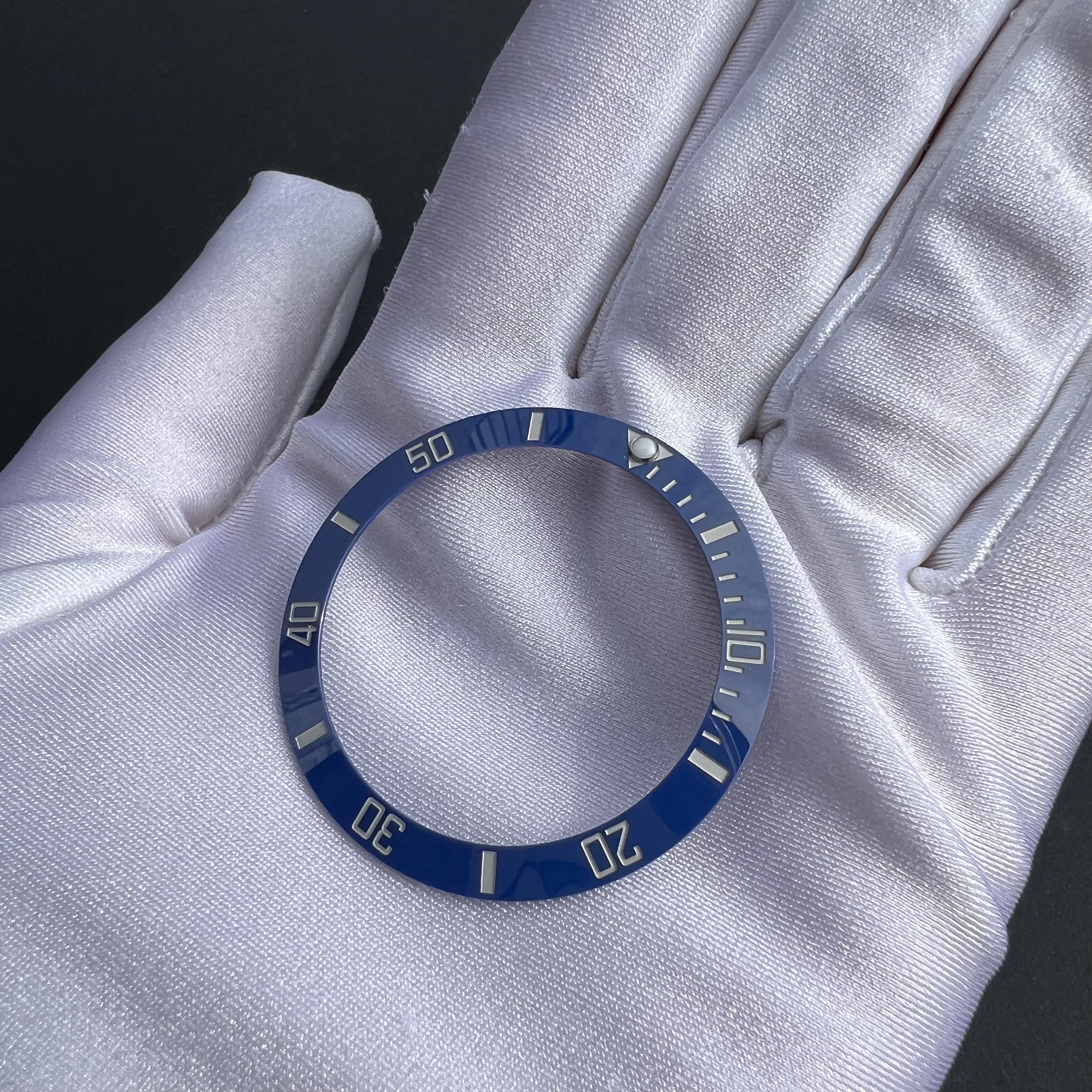 Bisel de reloj azul punto luminoso a las 12 en punto, accesorios Verdes/azules/negros, 38mm-30,5mm para caja de 40mm, pieza de repuesto de alta