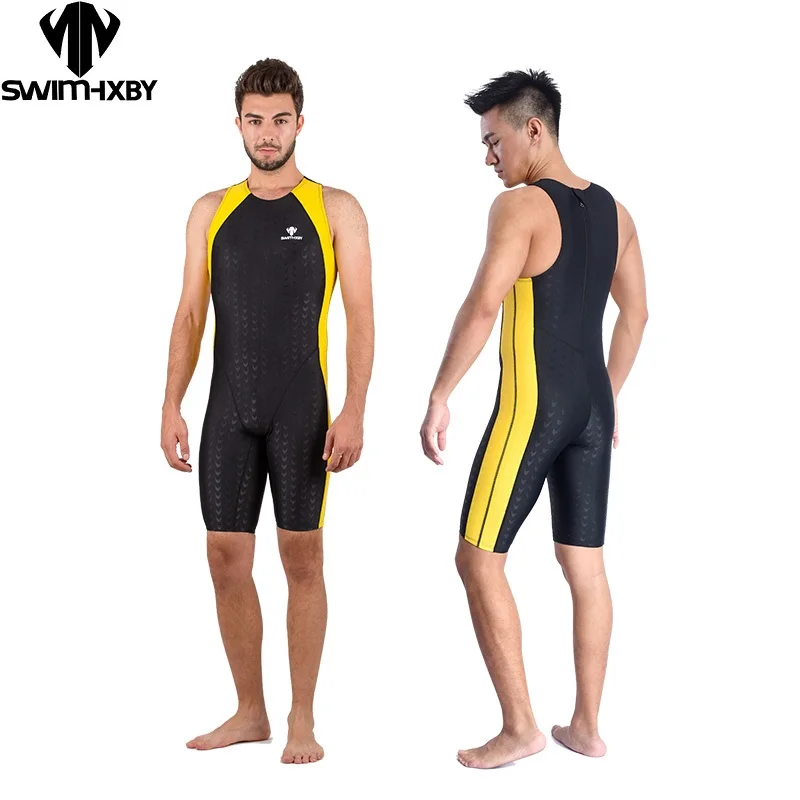 Men'S Sleeveless Competitive Swimwear Durable Waterproof One Piece Racing Swimsuit For Professional Training Competition