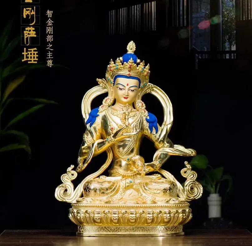 

31cm large High grade gilding buddha statue Family protect safety Health Vajrasana Vajra bodhisattva buddha statue