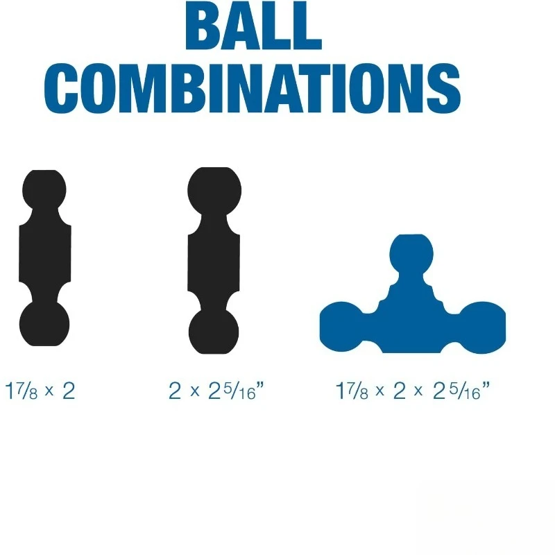 Tow & Stow Adjustable Trailer Hitch Ball Mount - Fits 2" Receiver, Tri-Ball (1-7/8" X 2" X 2-5/16"), 5" Drop