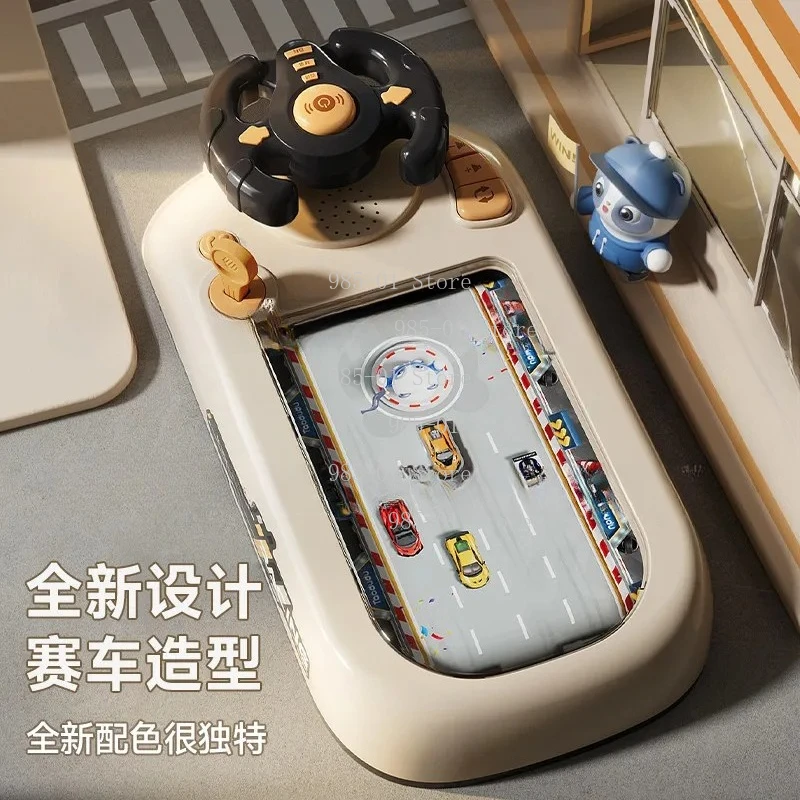 Kids Electric Game Table Racing Steering Wheel, Simulated Driving Avoidance Educational Music Toy