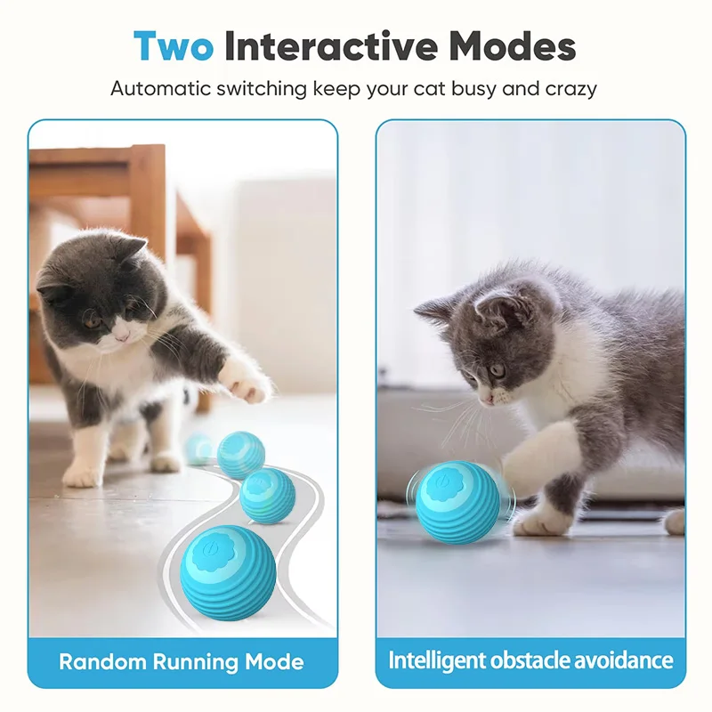 لعبة القطط الأوتوماتيكية التفاعلية، كرة دوارة ذاتية اللعب مع مستشعر ذكي، ترفيه ممتع للقطط الداخلية ووقت واحد