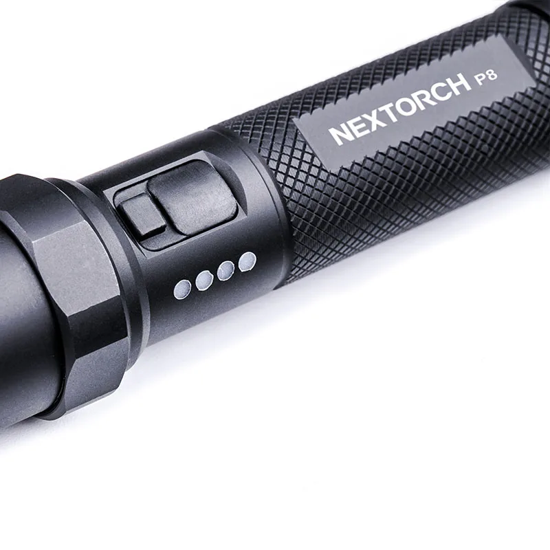 Nextorch P8 Rechargeble Compact Duty/Tactical Flashlight, 1300 Lumens 18650 Battery, Type-C Direct Charging, Steel Strike Bezel