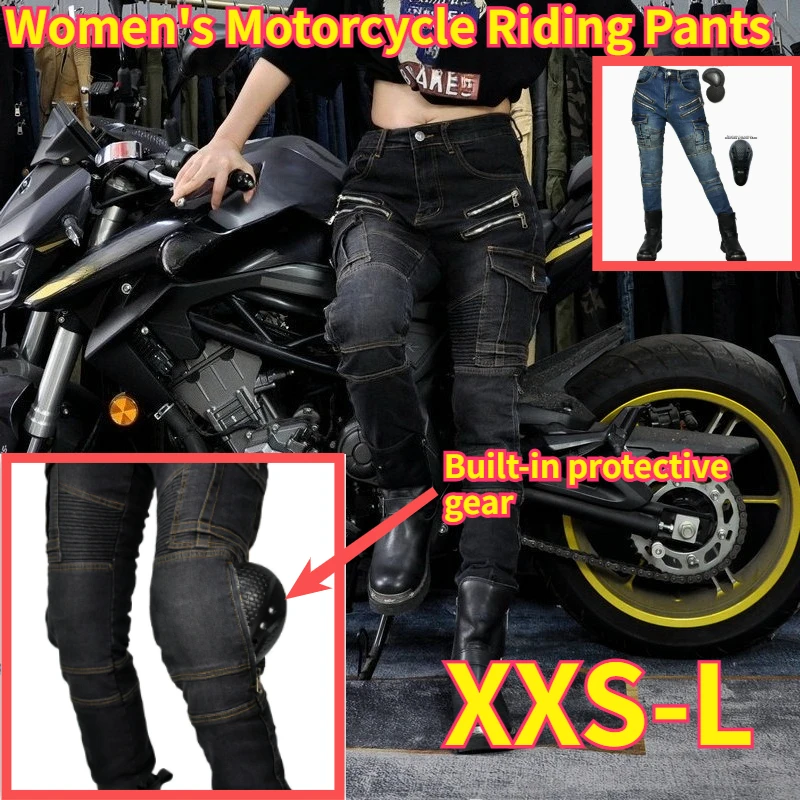 

Women Motorcycle Riding Pants Motorbike Racing Trousers Anti Fall Pants With Adjustable Knee Pads Protective Gear