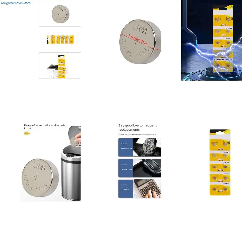 N2UB 10Pieces AG3 LR41 Coin Cell Batteries Metal  Alkaline Button Batteries Safe For Children And Environment Compact Size
