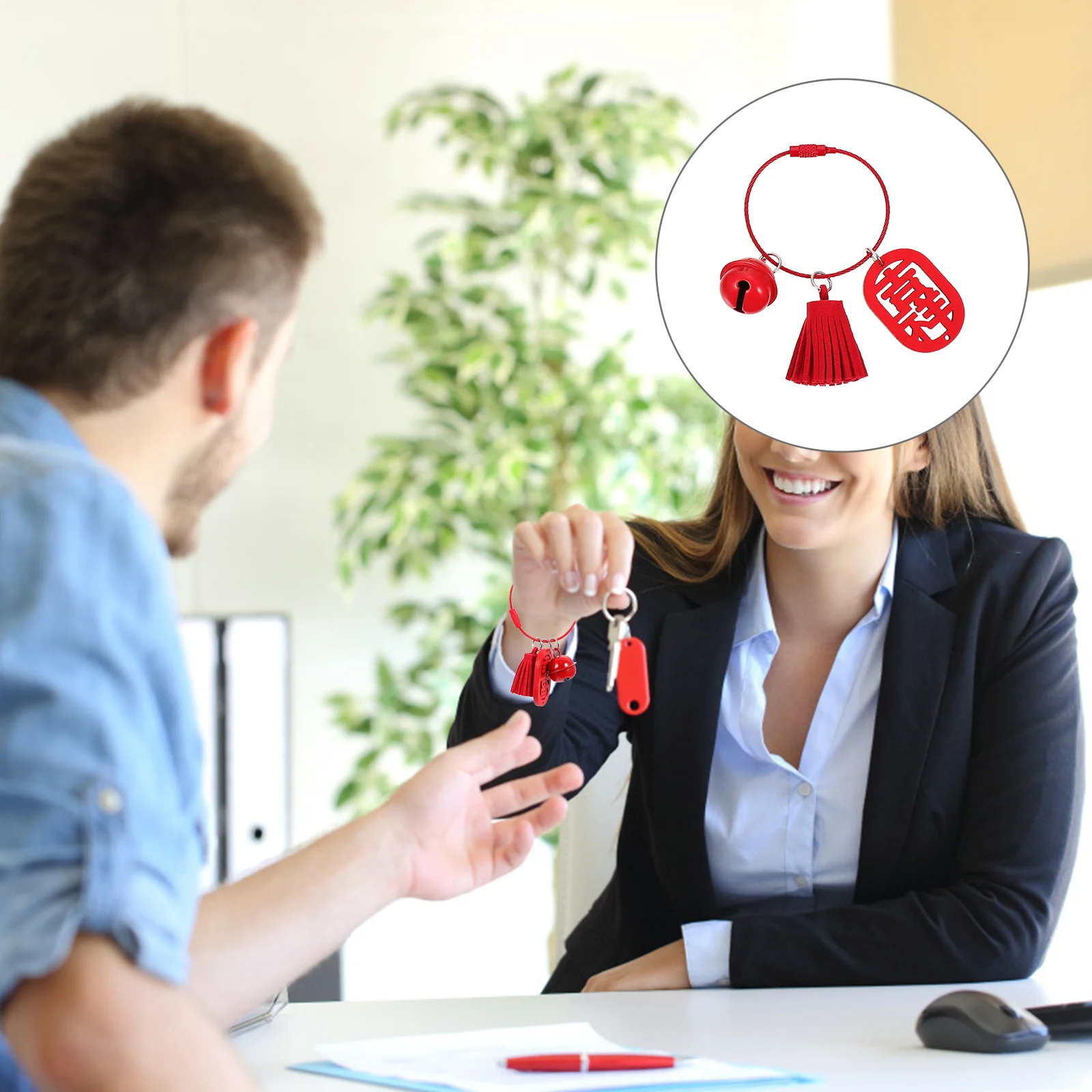 

4Pcs Wooden Hanging Decors Unique Chinese Character Pendants Creative Key Chain Gifts Mobile Bag Ornaments Creative Pendants