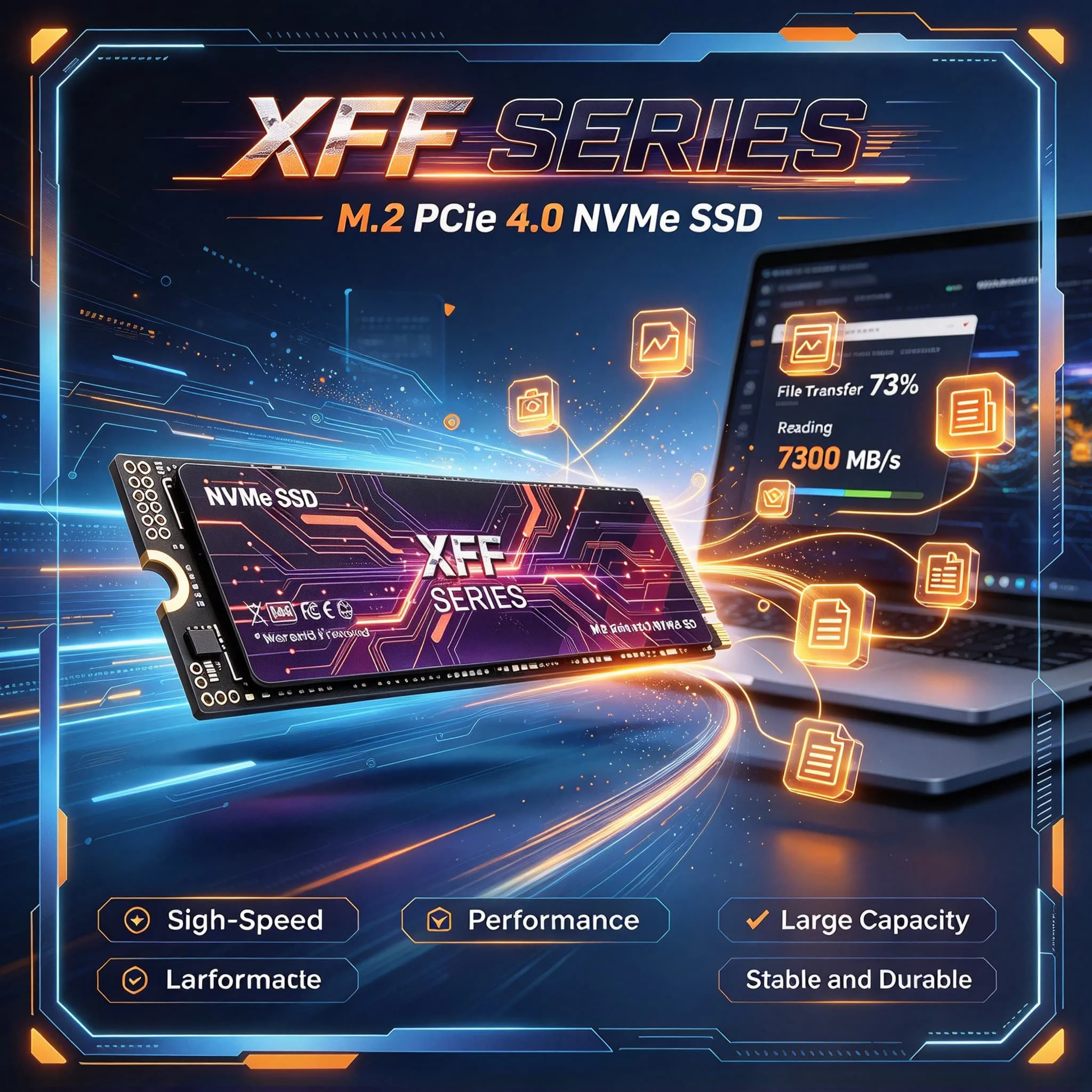 2026 New XFF M.2 NVMe PCIe Gen4 Embedded SSD 500GB 1TB 2TB 4TB High Speed Solid State Drive for Game Office Notebook PC System U