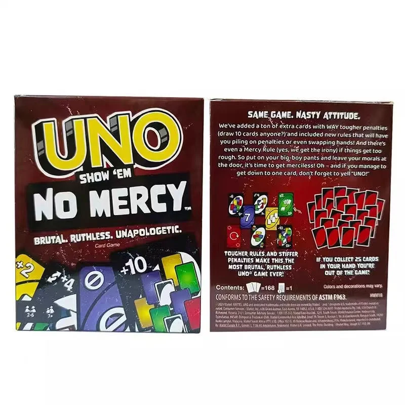 New Uno No mercy Game Board Game Anime Cartoon Pikachu Playing Card Christmas ONE PIECE Table Game for Kids Birthday Gift Toy