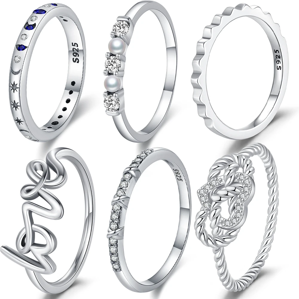 925 Sterling Silver Gear Edge Band Ring 'Love' Open Ring Simple Jewelry For Women Fashion Daily Wear Romantic Gifts