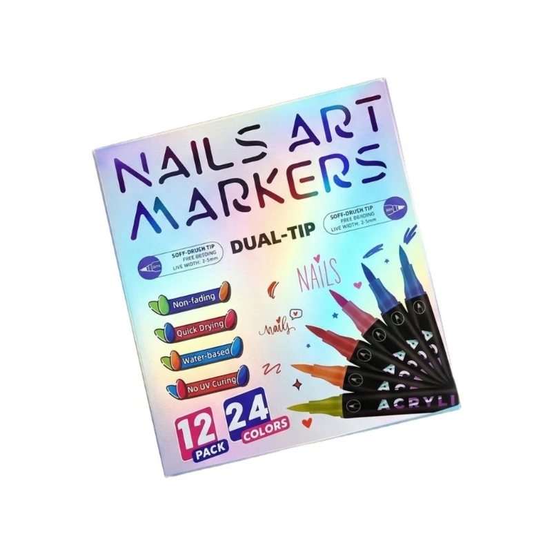 12 Pieces 24 Color Soft Tip Art Marker Pen Double Head Pen Waterproof Quick Dry Pen For DIY Decoration D2RC