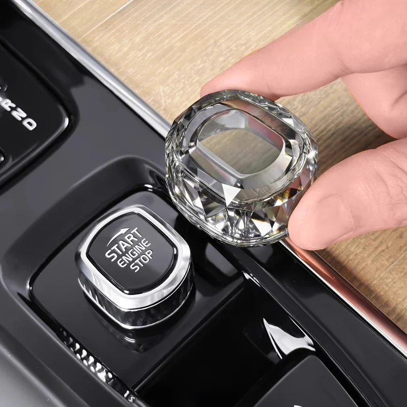 For Volvo XC60 S90 XC90 S60 V60 V90 One Click Start Crystal Knob Cover Knob Protective Trim Interior Modification Accessories